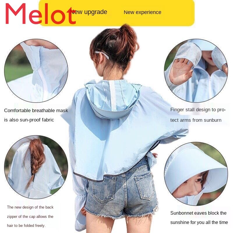 Ropa de protección solar para mujer, estilo coreano, protección UV, capó corto, a prueba de sol, Verano