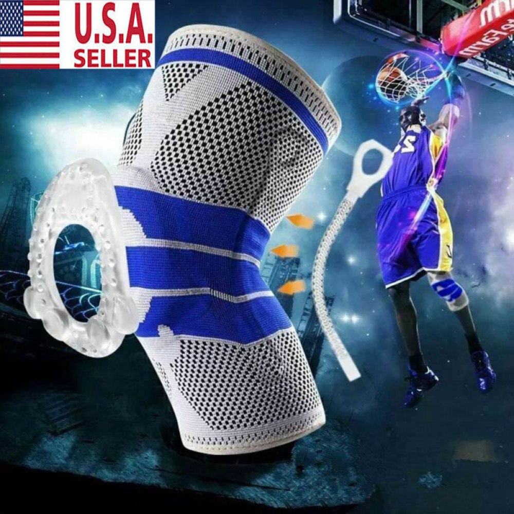 Enkele Fitness Hardlopen Fietsen Knie Ondersteuning Braces Elastische Nylon Sport Knie Pad Sleeve-Sized M (Grijs)