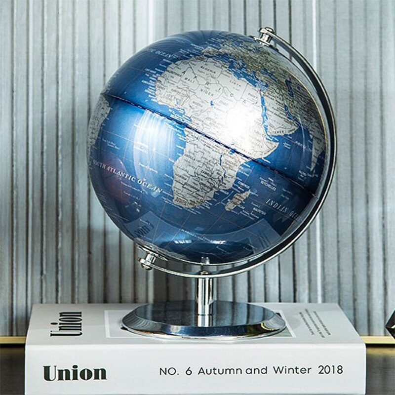 Black Gold Rotating Globe 20cm/23cm English Home Office Decoration European Style Light Luxury Crafts Ornament Globe