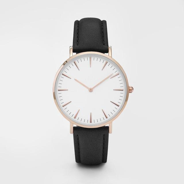 Mode Eenvoudige Lederen Dames Horloge Dames Mode Casual Wear Quartz Horloge Dames Klok Montre Femme Relojes Mujerwatch: black-A