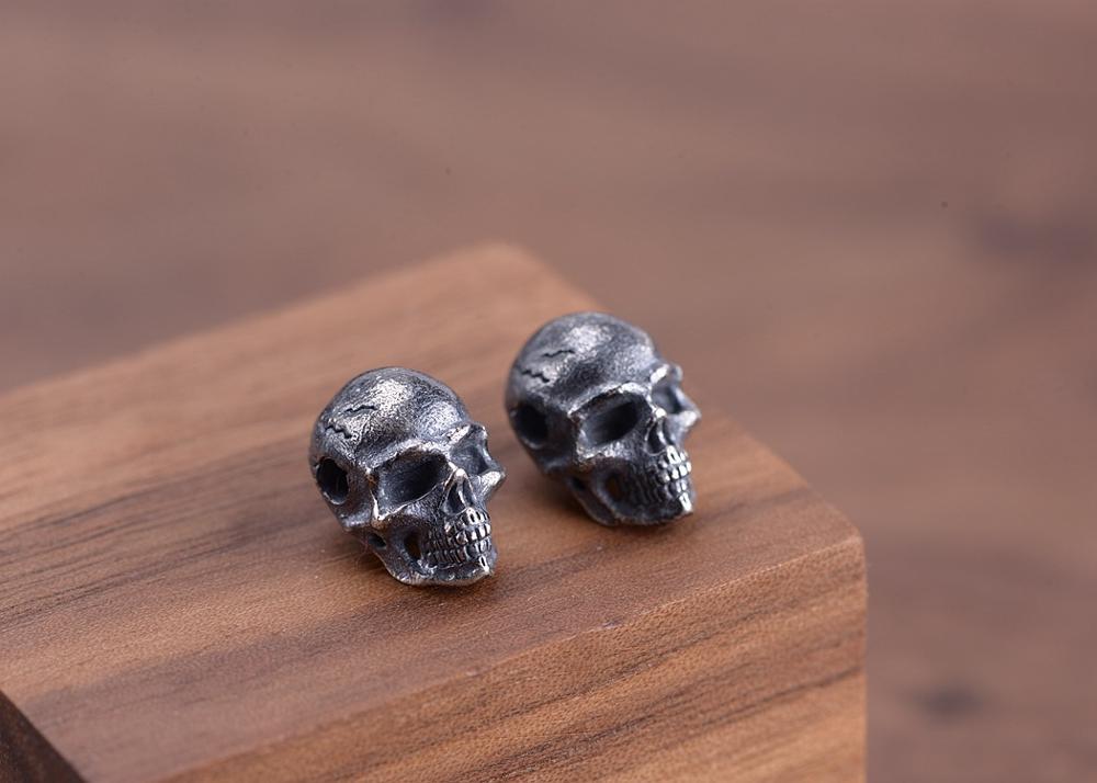 925 Sterling Silver Thai Men's Women SKull oxidized charm pendant DIY accessory A3195