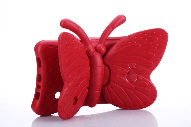 Schokbestendig Eva Case Voor Samsung Galaxy Tab 3 7 Inch P3200/T110/T111/T210/T211, 3D Cartoon Vlinder Kinderen Veilig Tablet Stand Cover: Red