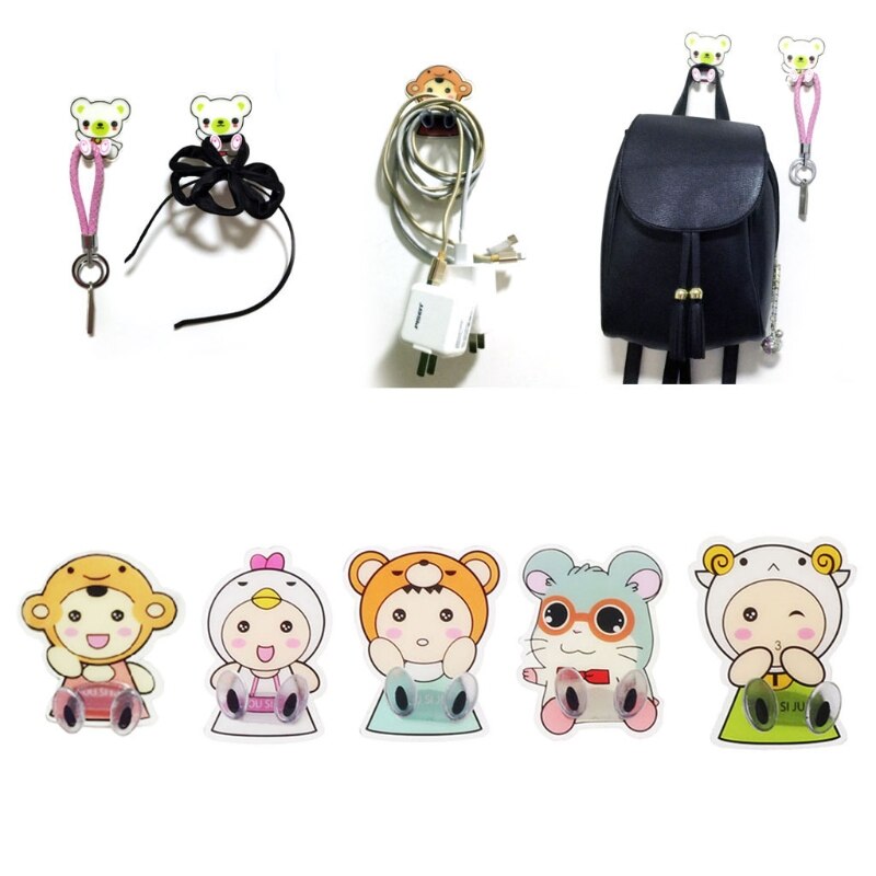 Cartoon Plug Holder Electrical Wire Organizer Storage Rack Wall Sticky Key Hook