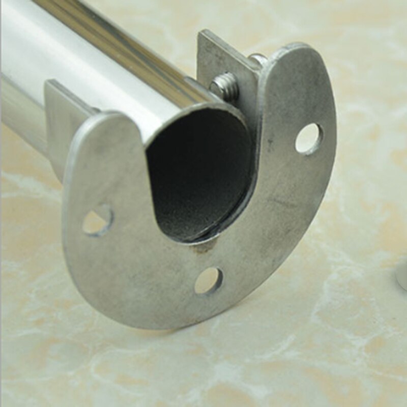 Stainless Steel Closet Closet Bracket, U-Shaped Open Socket Bracket, Shower Curtain Rod End Support Sleeve Flange