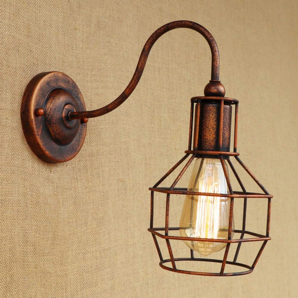 Nordisk loft retro jernbur moderne lysarmatur amerikansk industri vintage lampe kjøkken hengende lamper: Vegglampe b rust