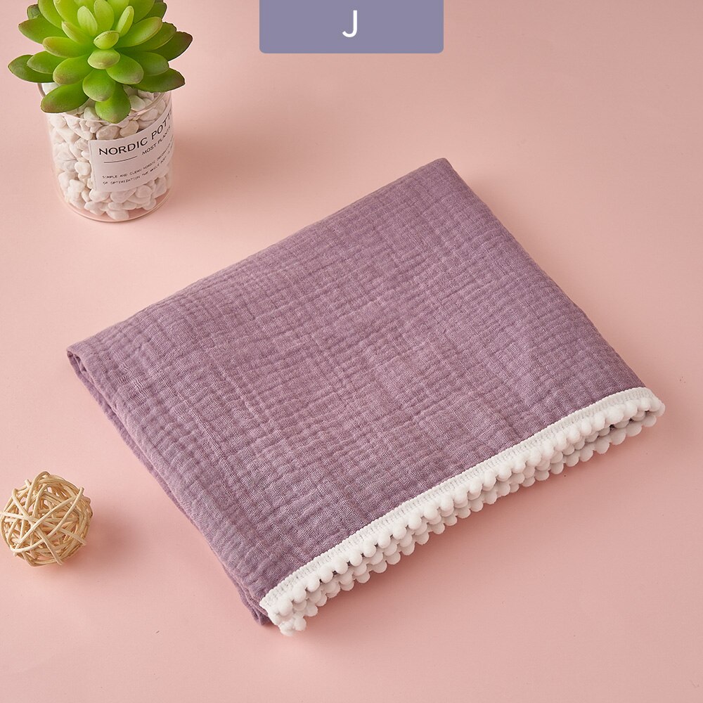 Elinfantile 1 pièces 100% coton 80*65 Cm bébé boule gland couverture garçons et filles coton gaze serviette de bain bébé lange d'emmaillotage serviette: J-baby bath towel
