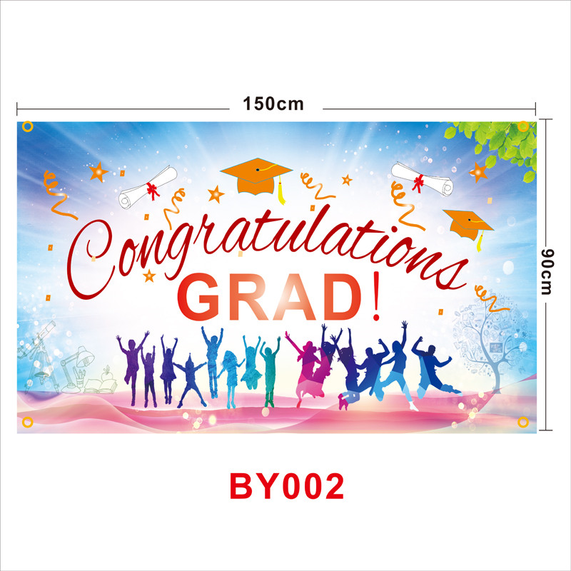 Party Photo Booth Props Congrats Grad Sign Banner Graduation Party Wall Banner Photo Booth Accessories: BY002