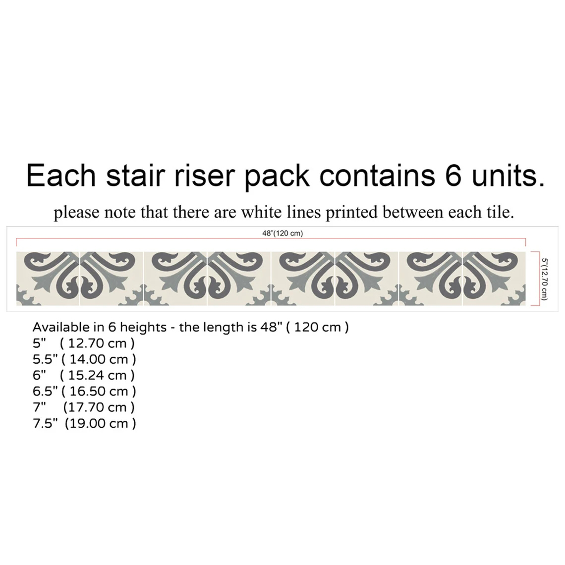 19x120cmx6pcs Trap Sticker Waterdichte Zelfklevende Pvc Trap Sticker Voor Badkamer Keuken Stairway Decor: 2021TS001-3 / 19cmx120cmx6pcs