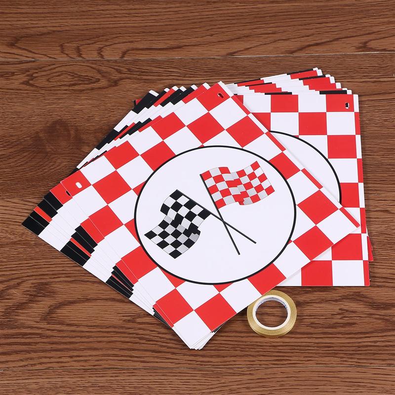 Checkered Racing Flags Banner Garland Party Decoration Letter Bunting Birthday Party Supplies for Car Themed Party