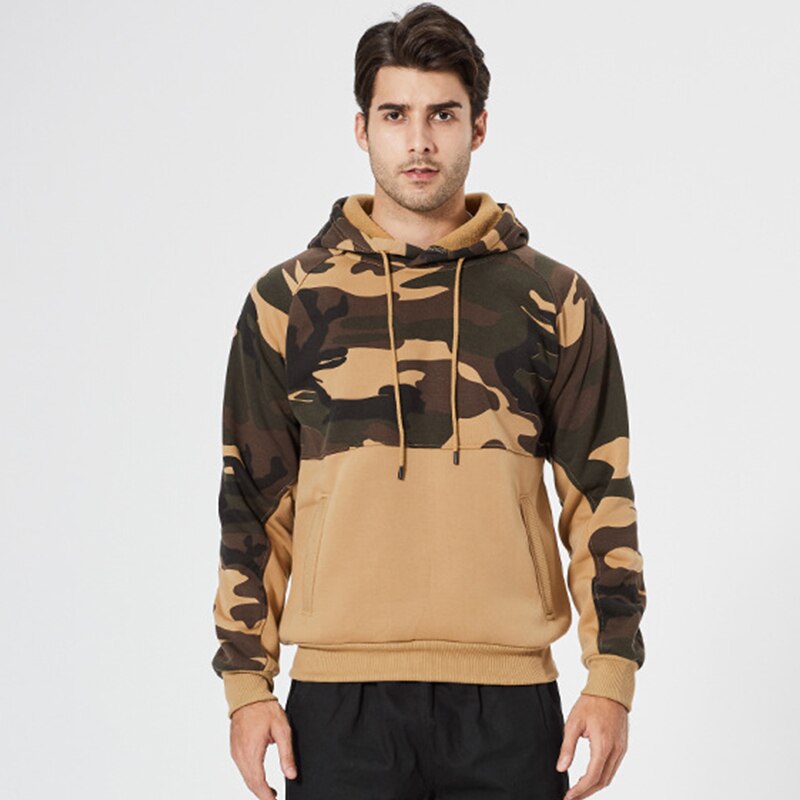 Primavera velo moletom para homens esportes quentes com capuz pulôver casaco camuflagem manga longa acampamento caminhadas casual moda livre: XXL / Khaki Camo