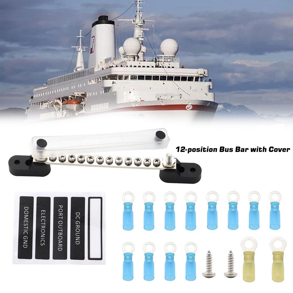 6-digit/12-digit Single Bus Bus Bar 100A+ With Transparent Cover Identification Label And Heat Shrinkable Tube Terminal Block