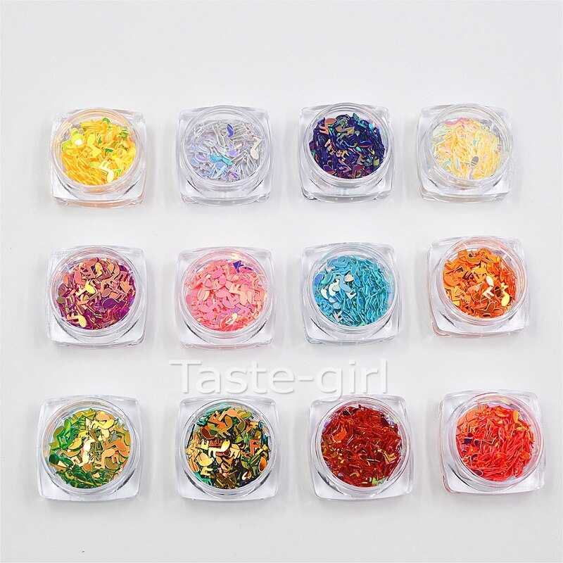 12 Glanzend Kleuren Muzieknoot 3d nail art decoraties Pailletten Decals nail levert sieraden Manicure gereedschap Accessoires