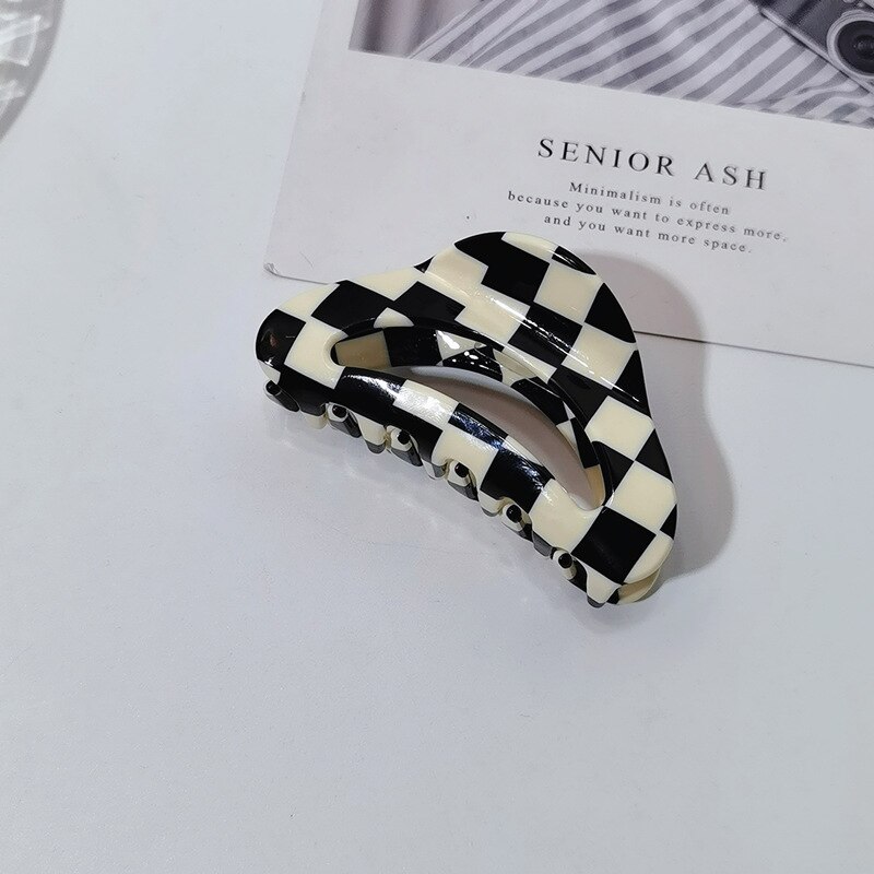 Zwart Wit Plaid Acetaat Haar Klauw Clips Voor Meisjes Grote Haarspelden Vrouwen Bobby Pin Accessoires Hoofddeksels Make Hair Styling Tool: hollow 8.5cm