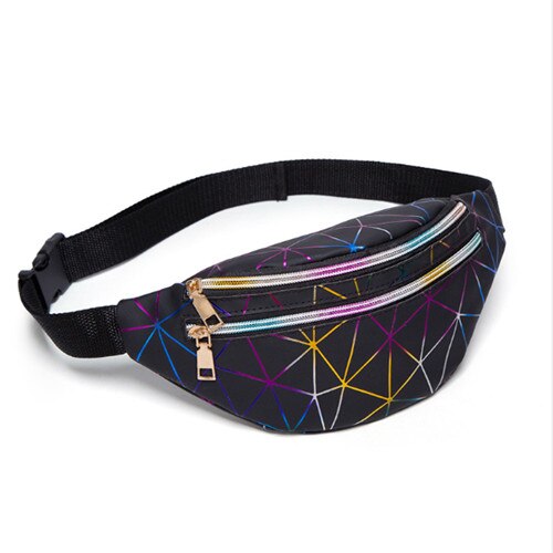 Mode Vrouwen Fanny Pack Holografische Riem Taille Bag Lady Meisjes Hologram Reizen Schouder Borst Bag Party Hip Bum Bag Taille packs: Black