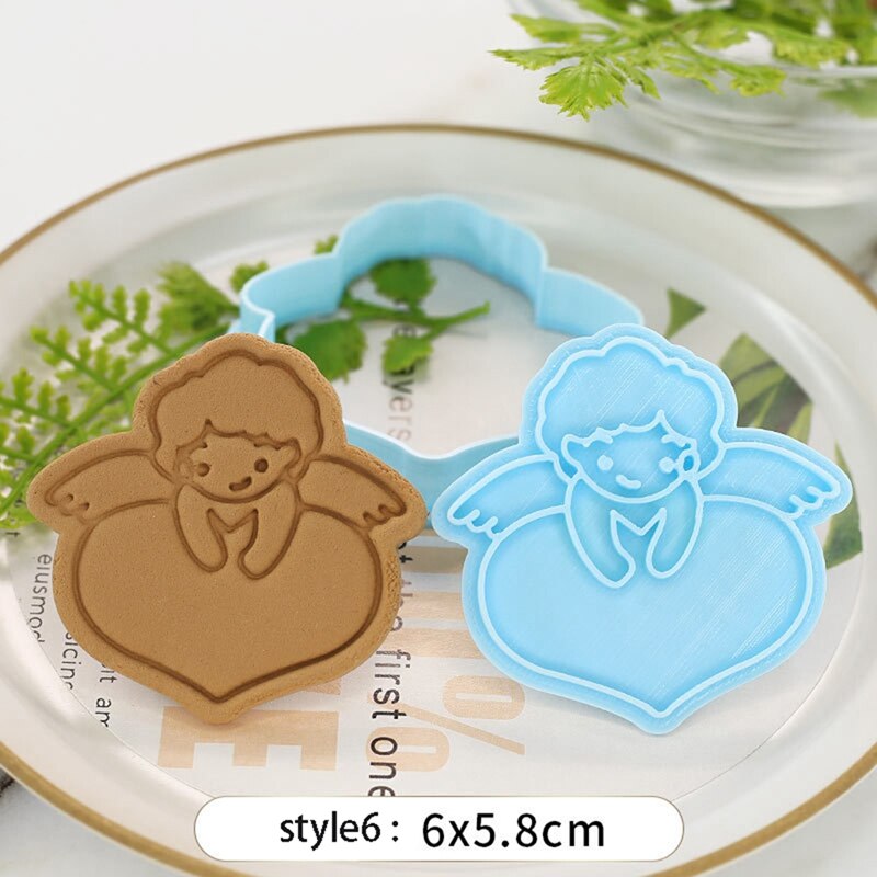Wedding Valentine Cartoon Cookie Cutter Mould Biscuit DIY Mold angel Heart cake rose Shape Cutter Baking Tools: style 4