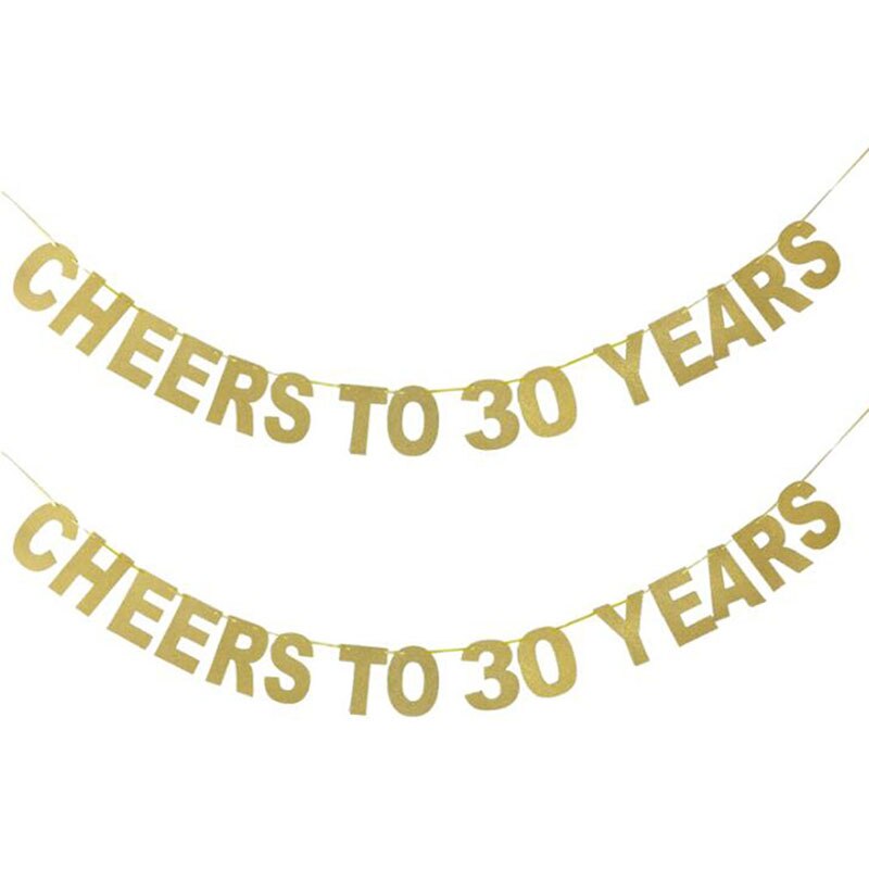Gold Glitter Banner Cheers To 30 40 50 60 70 Years Letter Birthday Party Banner Garland Wedding Celebration Decoration