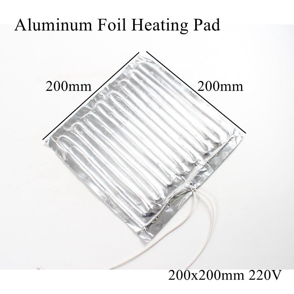 200 x 200mm 220v aluminiumfolie verwarmingsmat rubberen verwarmingsmat verwarmde bedplaatverwarming zelfklevend flexibel waterdicht 3d printer: 24v