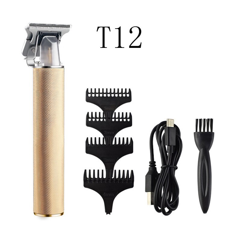 Tondeuse usb pour hommes, rasoir électrique pour cheveux et barbe, pour cheveux courts: T12- pièces d'or