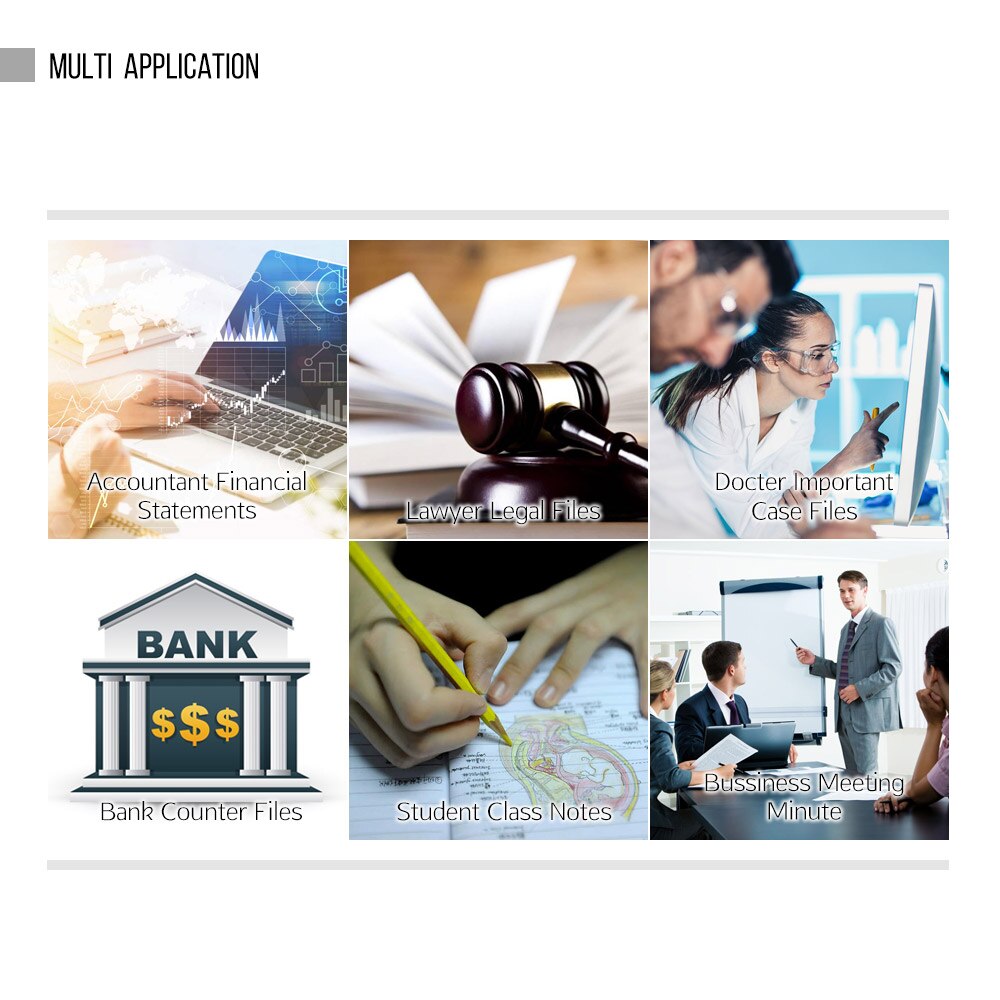 Handheld Wand Wireless Scanner A4 Size 900DPI JPG/PDF Formate LCD w/ Protecting Bag for Business Document Reciepts Books Images