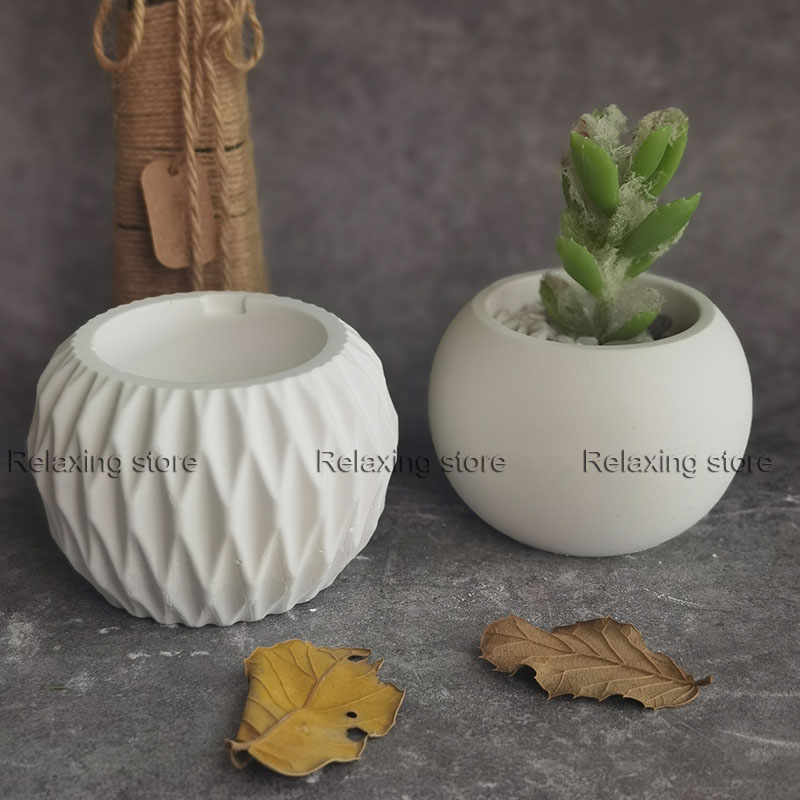 Round Flower Pot Concrete Planter Molds Square Cement Vase Silicone Mold Plaster Candle Cup Container Epoxy Resin Mould