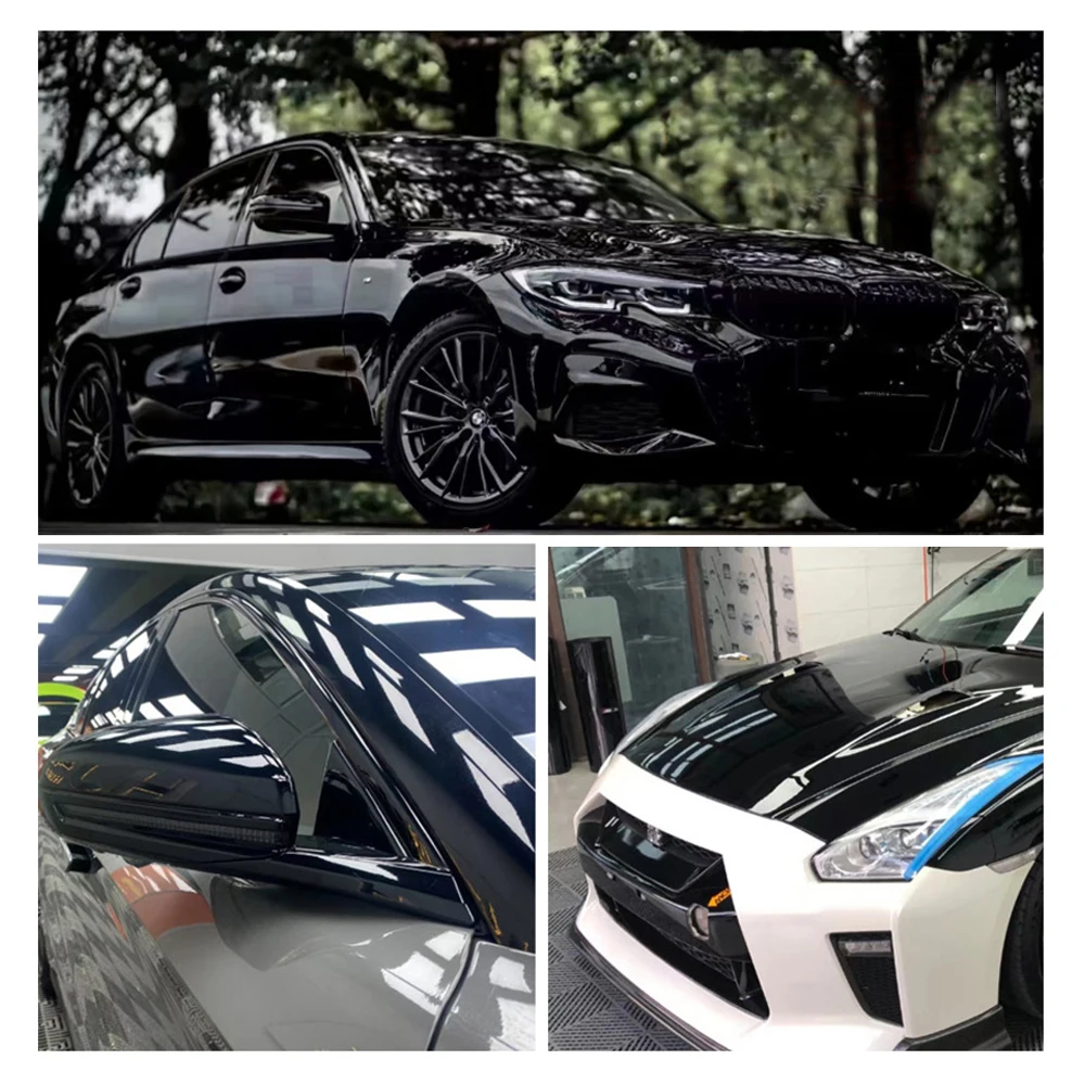 Película de vinilo brillante negra de Piano, pegatina de Color brillante negro, calcomanías de estilo para motocicletas y coches, pegatinas decorativas, accesorios