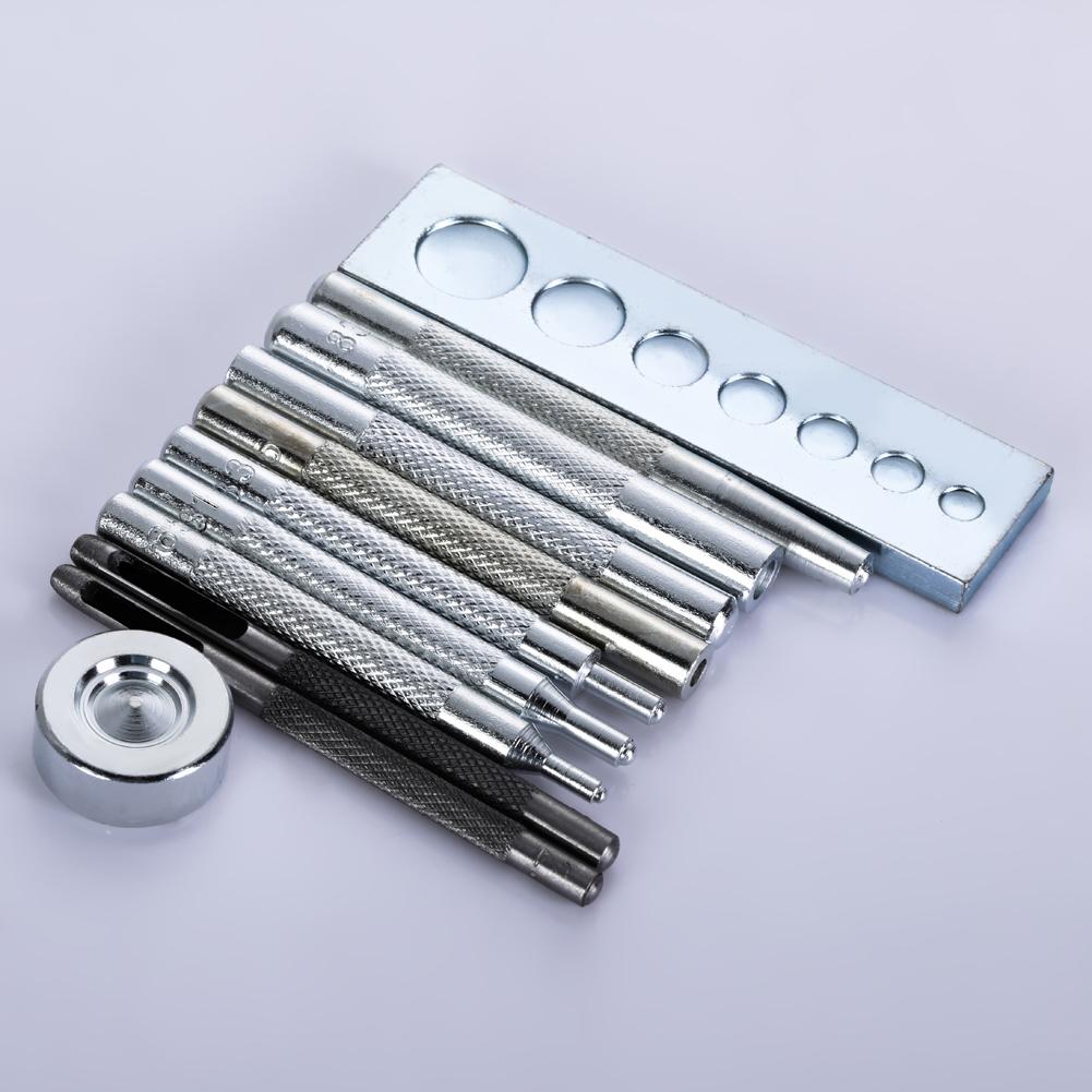11 pièces/ensemble bricolage en cuir outil Die poinçon trou Snap Rivet bouton Setter Base Kit en cuir artisanat outil trou poinçons pour bricolage maroquinerie