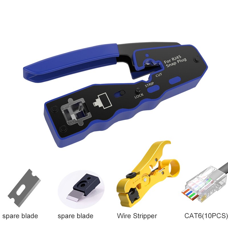 RJ45 UTP Crimper Network Tools Ethernet Cable Stripper Through-hole Connector CAT5/6/7/8 Pliers Pressing Wire Clamp Tongs Clip: Network cable clamp4