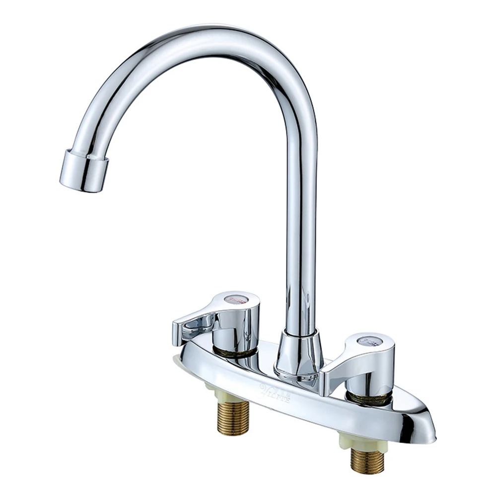 Neue Bad Wasserhahn Arbeitsplatte Montiert Doppel-Loch Becken Heißer Und Kalter Becken Wasserhahn Badezimmer Waschbecken Mischventil Schalter Küche wasserhahn: Licht Grau