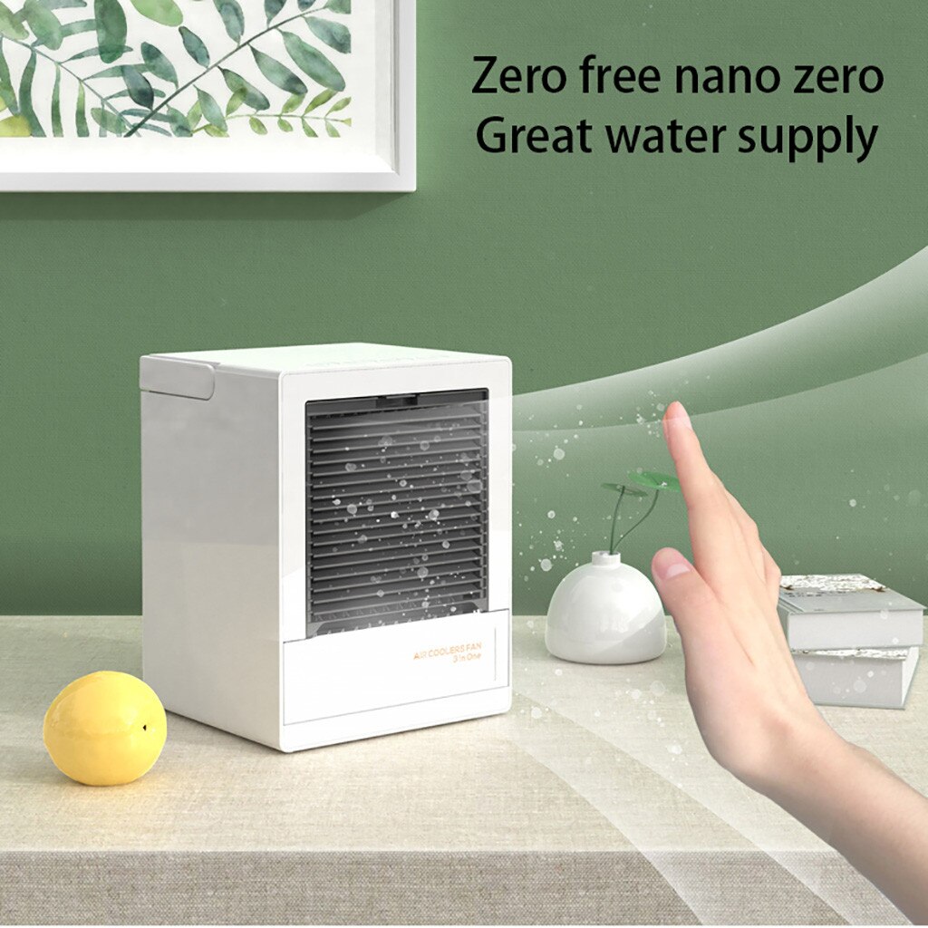 Portable air cooler mini Air Conditioner r Humidifier Space Purifies Air Cooling Fan Personal Space Cooling fan LED light#gb40