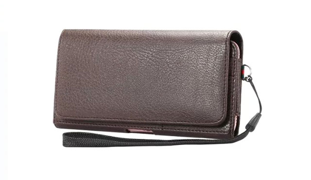 Correa de mano al aire libre hombre cinturón Clip teléfono móvil funda bolsas tarjeta bolsa para Huawei Ascend GX1, Meizu m3 Max, ZTE Zmax Pro, Zmax: Size C Brown Color
