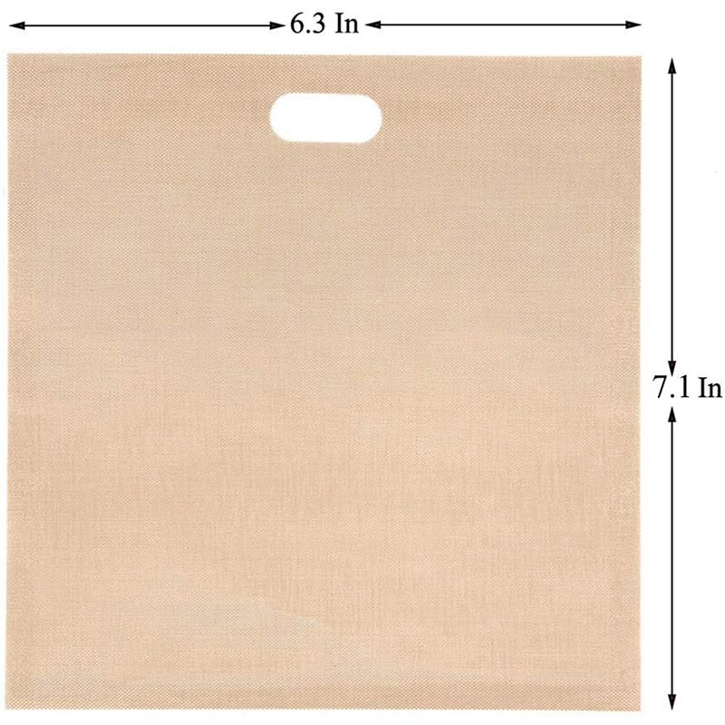 Toaster Bags Reusable for Grilled Cheese Sandwiches, Non Stick, Easy to Clean, Gluten Free, 6.3 x 7.1 Inch, Pack of 10