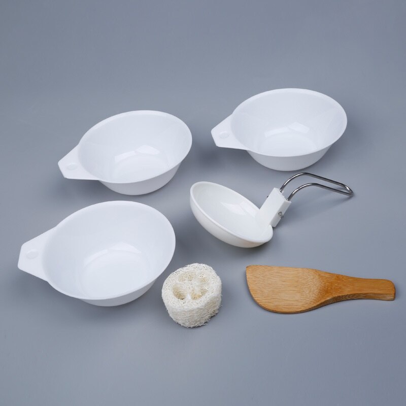 6pcs/set Outdoor Bowl Set Cookware Portable Camping Hiking Cookware Backpacking Picnic Bowl Spoon Rice Ladle Kit c