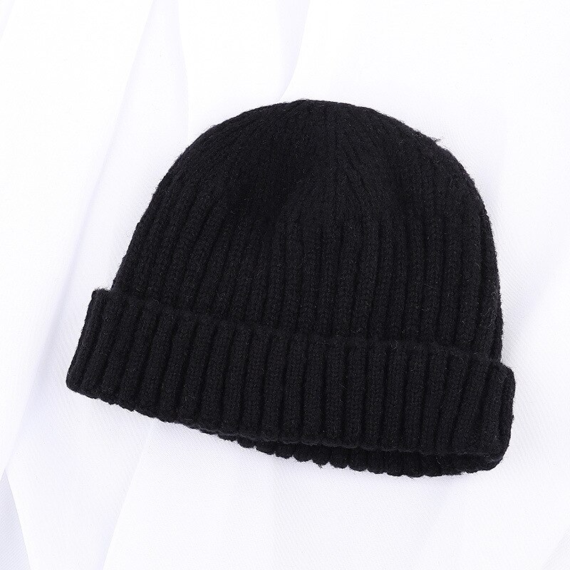 Mode Mannen Beanie Winter Gebreide Muts Jongen Skullcap Sailor Cap Manchetten Retro Navy Korte Hoed Effen Kleur Unisex herfst Warm Cap: 1