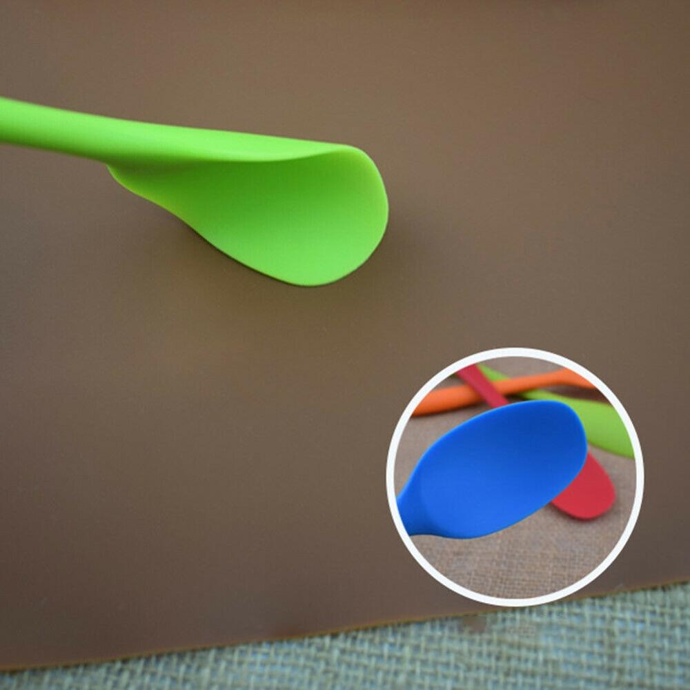 Utensilios de cocina de grado alimenticio, cuchara de sopa de mango largo de silicona, Color sólido, cubiertos de silicona, utensilios y accesorios, 5 colores