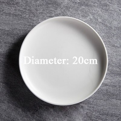 Shooting Photography Food Tableware Solid Color Ceramic Plates Simple & creativity Beef Plate Round Dessert Dish Salad Dishes: White 20cm