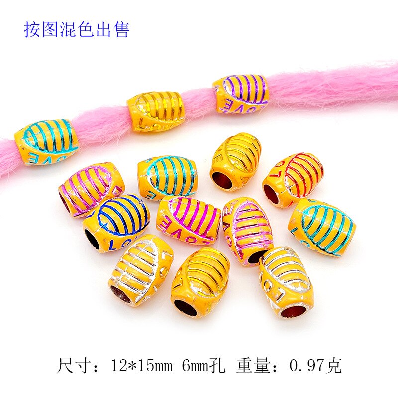 20 Stks/zak 14 Stijl Kleurrijke Big Hole Vintage Geschilderd Plastic Kralen Afrikaanse Haar Ringen Reggae Gevlochten Dreadlock Accessoires: L550-9