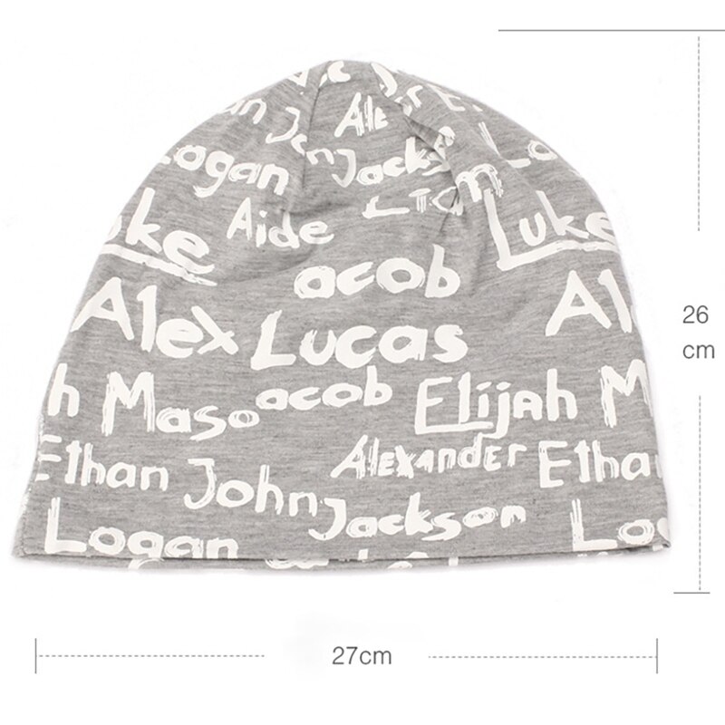 Gorro com letras, de malha, algodão, dobrável, para área externa