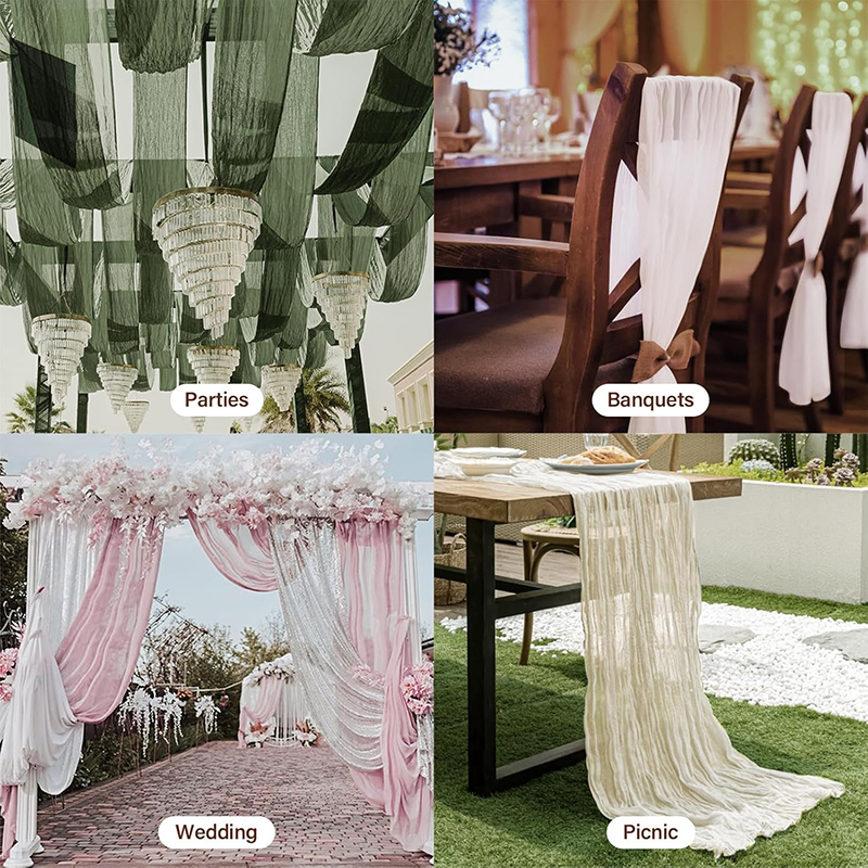 Beige tafelloper gaas kaasdoek rustiek pure Boho bruiloft decoratie tafelkleed baby shower kerst verjaardag partij decors