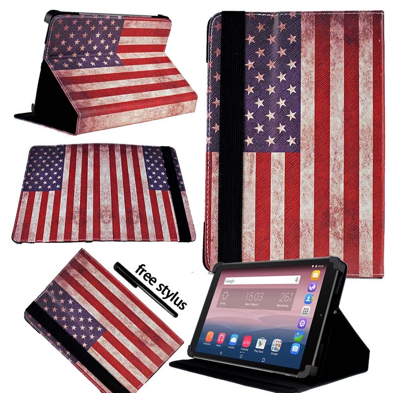 KK&LL For Alcatel OneTouch Pixi 3 10 inch - Leather Tablet Stand Folio Cover Case + Free stylus