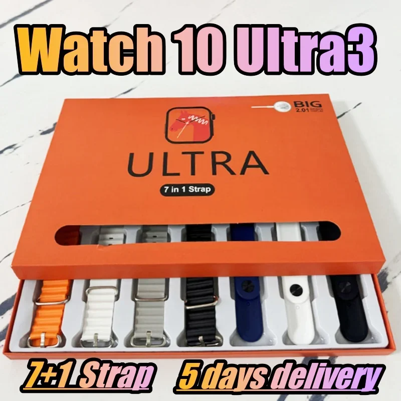 7 Watch Straps Watch 10 Ultra 3 Smartwatch 2.2HD Amoled Circular Screen ECG Monitoring Reloj inteligente Wireless Charging