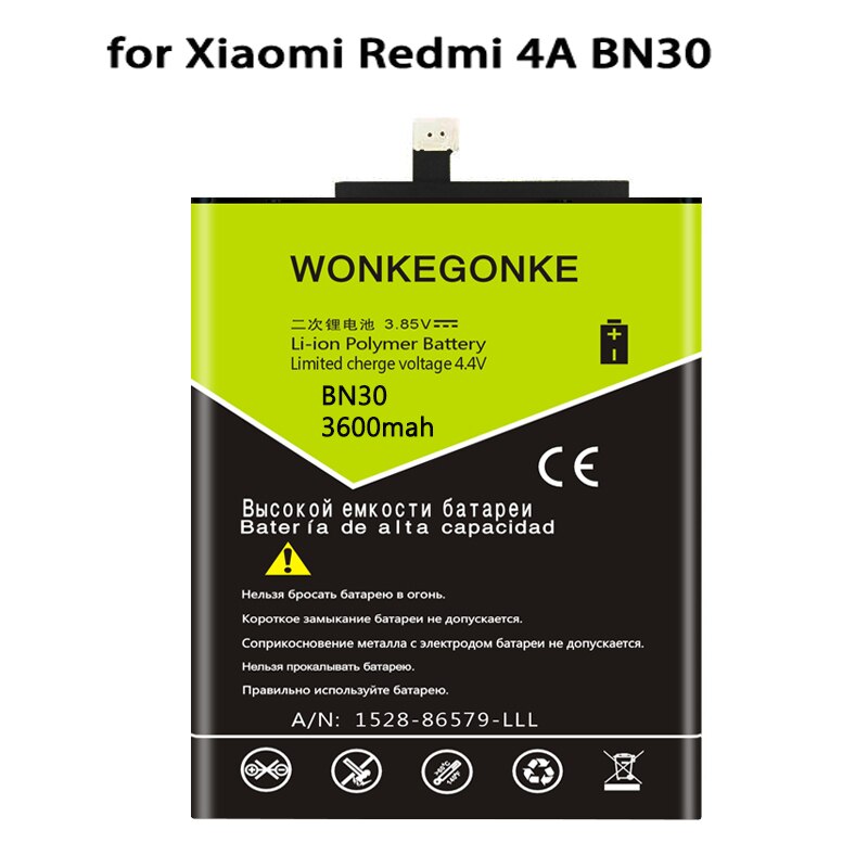 Batería WONKEGONKE BN30 para Xiaomi Redmi 4A Bateria