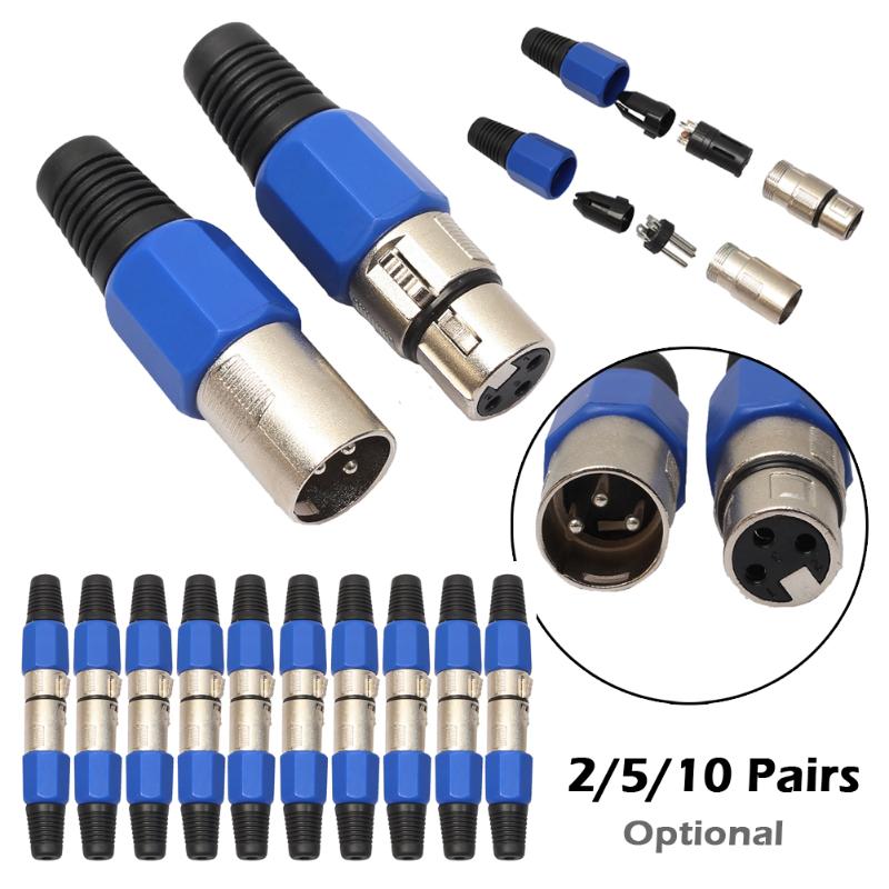 GAZ-MC07 3 Pin Xlr Connector Blauwe Mannelijke Plug Microfoon Mic Audio Kabel Vrouwelijke Jack