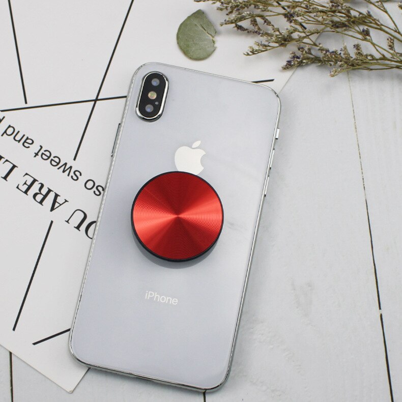 1 pçs placa de metal bolso redondo telefone móvel dobrável suporte de estiramento suporte do telefone suporte: folding Red