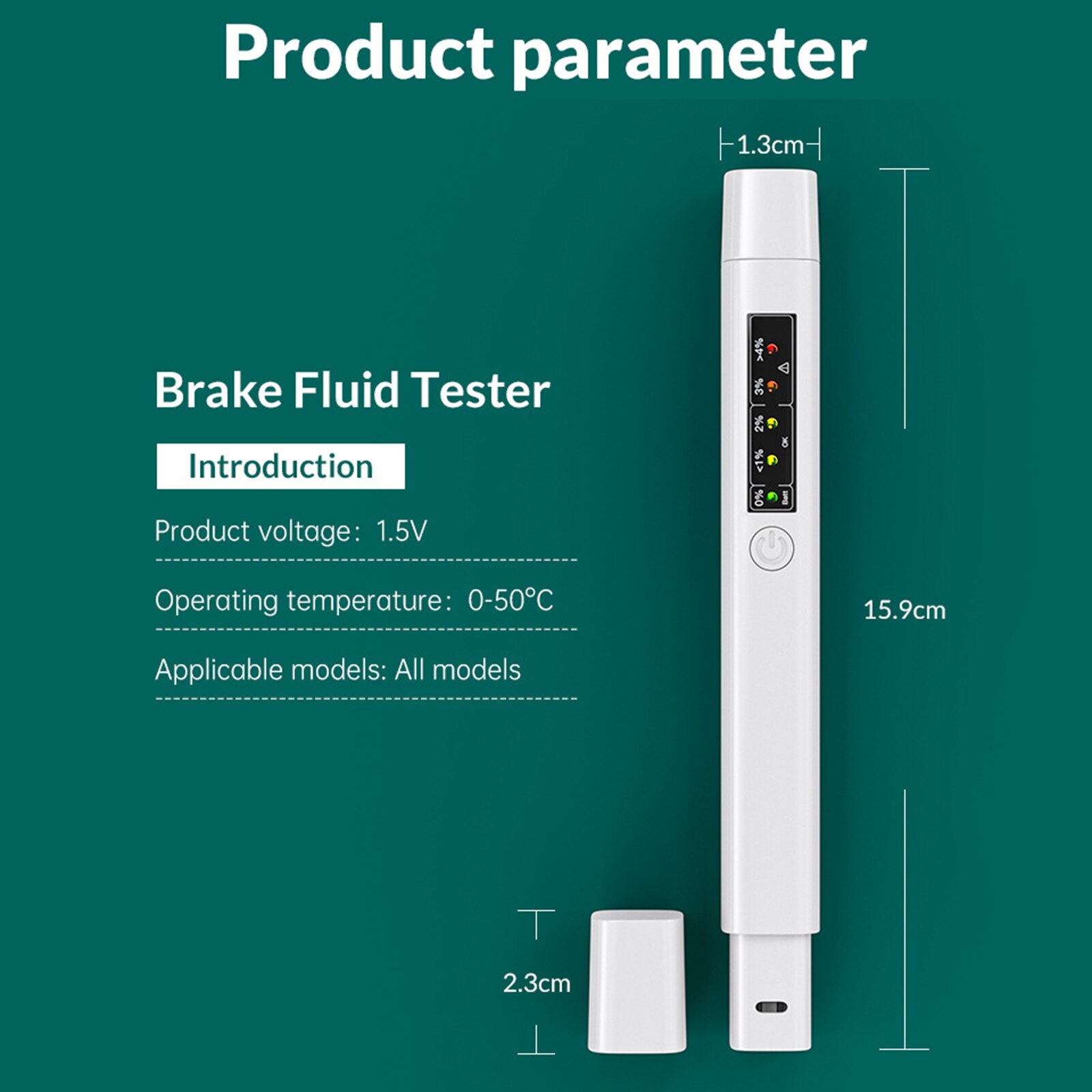 Brake Fluid Tester Pen, Fluid Liquid Oil Moisture Analyzer w/5 LED Indicators,Diagnostic Testing Tool