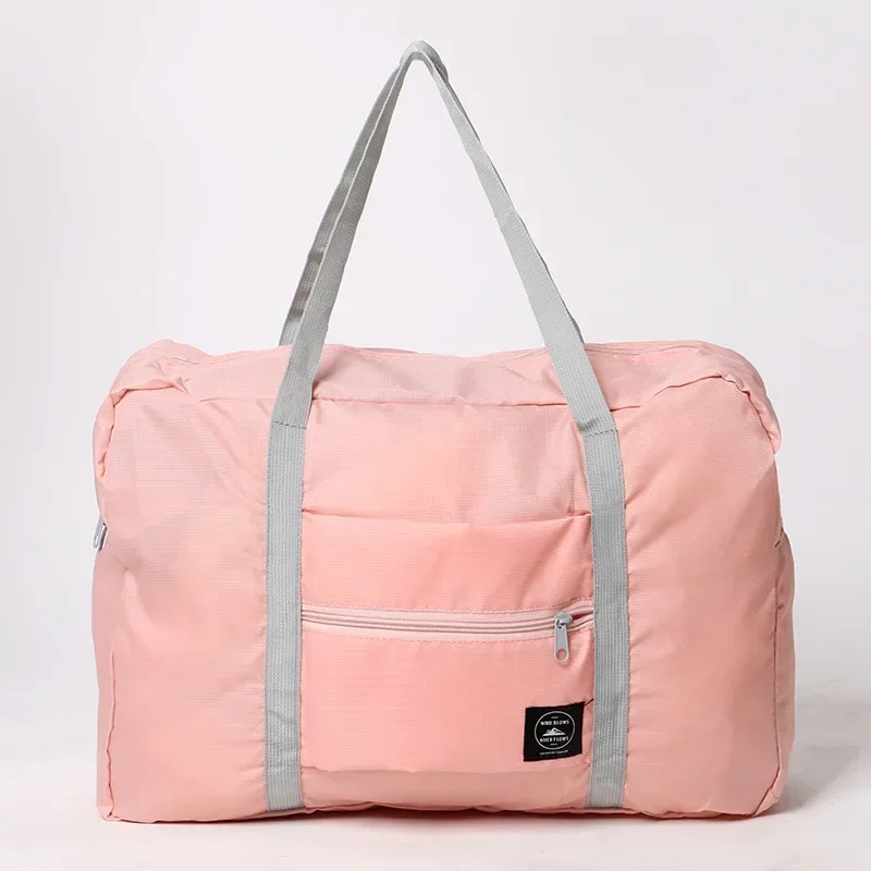 Nylon Foldable Travel Bags Unisex Large Capacity Bag Luggage Women WaterProof Handbags Men Travel Bags: Beige