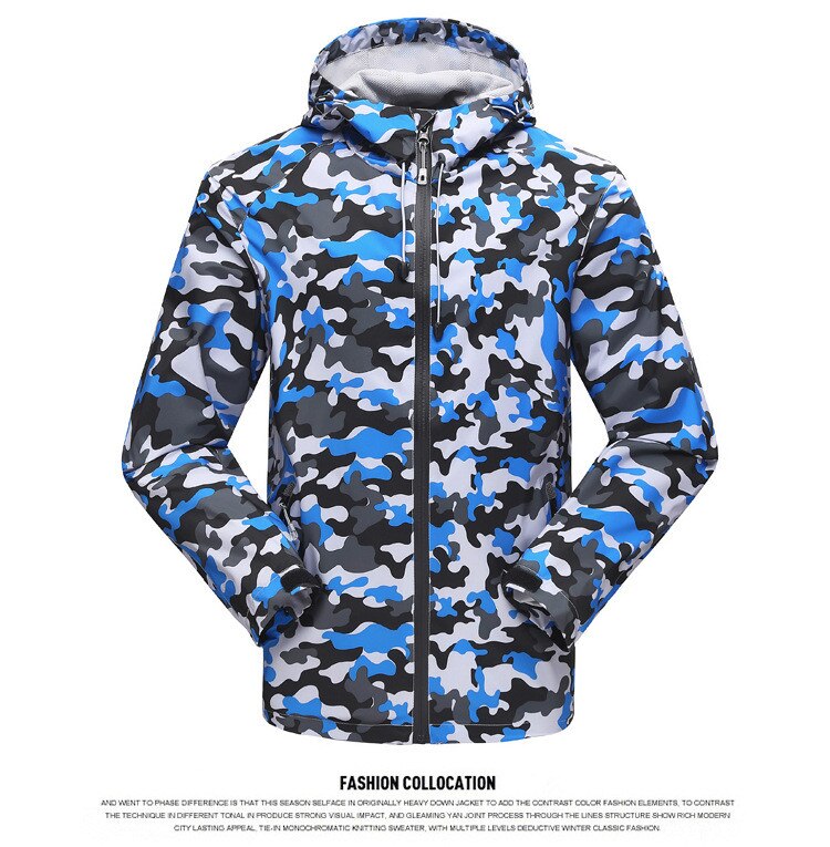 cazadora cortavientos chaqueta de Camping turismo montaña escalada chaquetas de senderismo DL 82: Blue / L