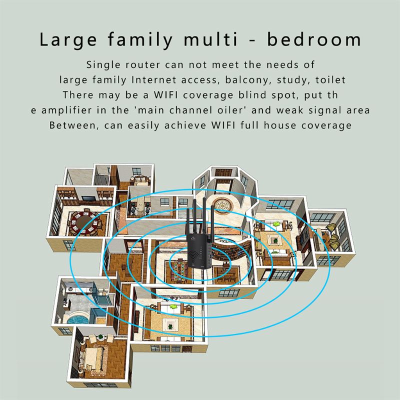 WiFi Signal Booster 1200Mbps WiFi Repeater 2,4G und 5G Dual Band Internet 28TE