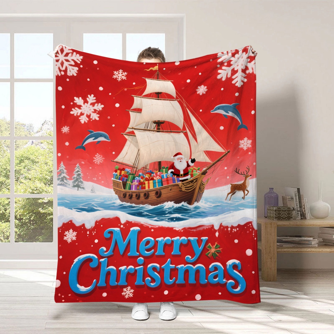Christmas Party Blanket Soft Skin-Friendly Shawl Portable Decor: 100X140cm / PURPLE