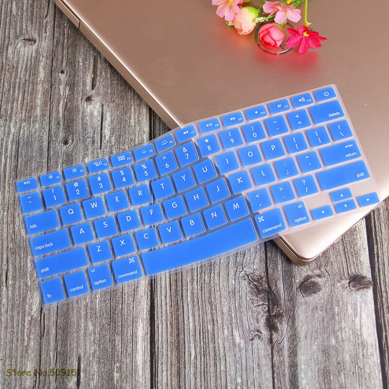Us engelsk tastatur cover til apple mac macbook pro 13 15 17 air retina 13 keyboard protector skin  a1466 a1369 a1502 a1278 a1398: Blå