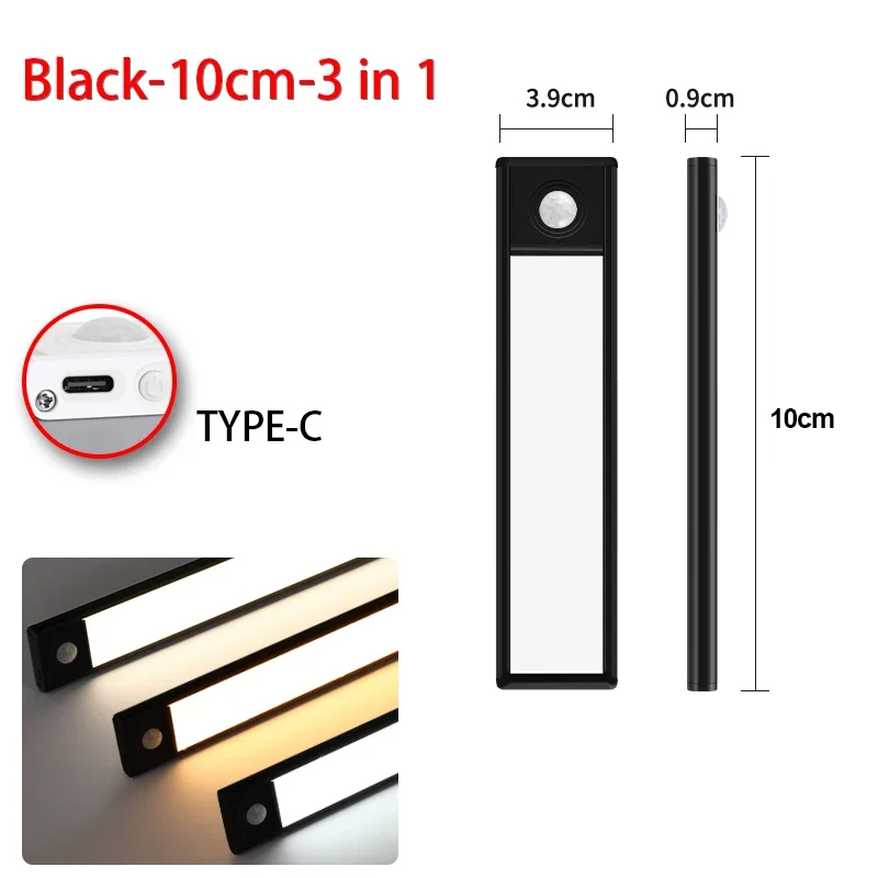 3-in-1 LED-verlichting onder kast Bewegingssensor Nachtlampje Ultradunne oplaadbare led-lamp Kast Keukenkast Binnenverlichting: Dark Red